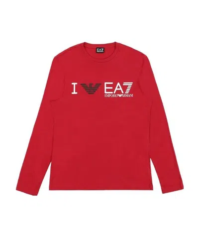 Ea7 Logo T-shirt With Round Neck In Red