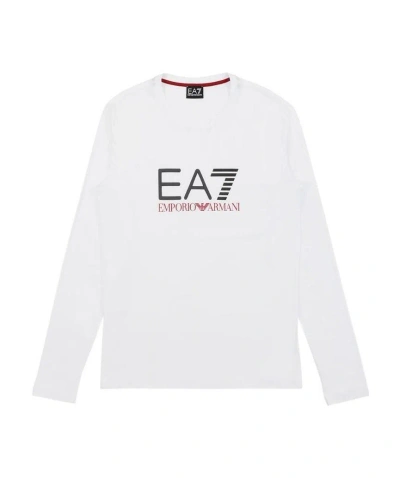 Ea7 Logo T-shirt With Round Neck In White