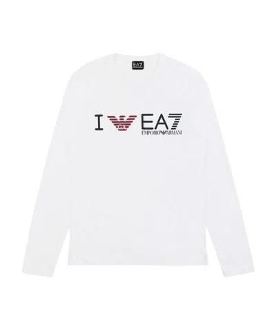 Ea7 Logo T-shirt With Round Neck In White