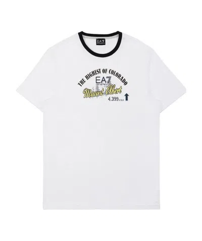 Ea7 Logo T-shirt With Round Neck In White