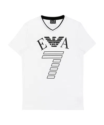 Ea7 Logo T-shirt With Round Neck In White