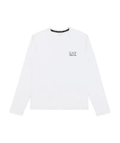 Ea7 Logo T-shirt With Round Neck In White