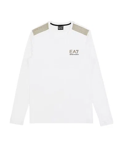 Ea7 Logo T-shirt With Round Neck In White