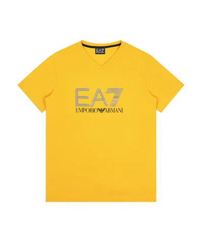 Ea7 Logo T-shirt With Round Neck In Yellow