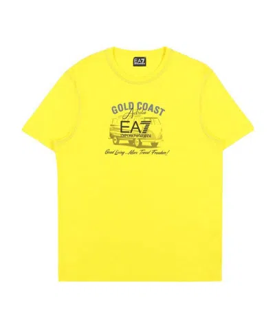 Ea7 Logo T-shirt With Round Neck In Yellow