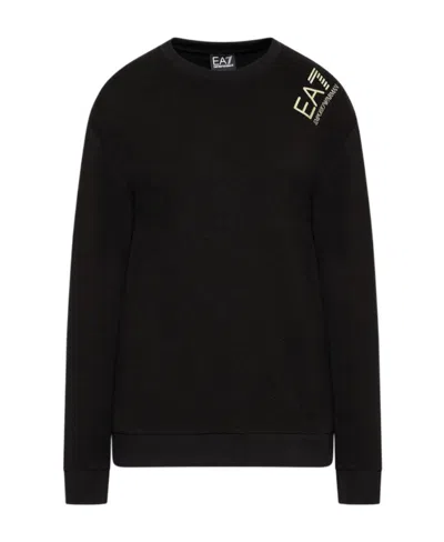 Ea7 Logo Tape Stretch-cotton T-shirt In Black