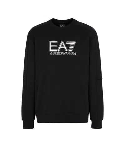 Ea7 Logo-tape Sweatshirt In Black