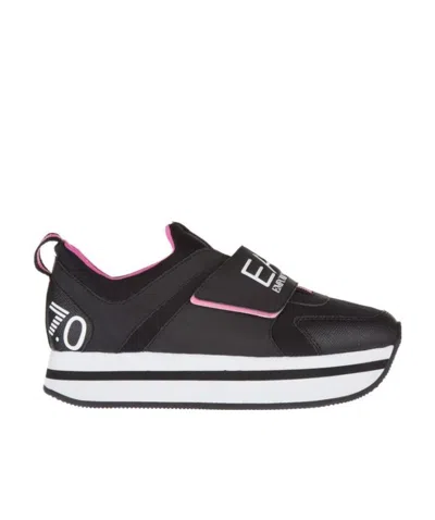 Ea7 Logo Thick-soled Leisure Sports Shoes In Black