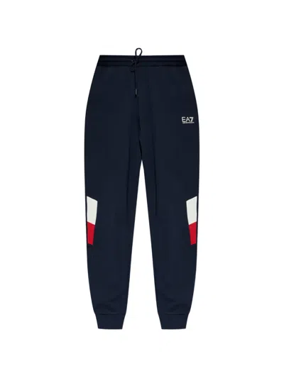 Ea7 Logo Track Pants In Blue