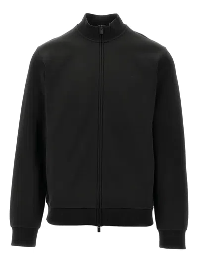 Ea7 Logo-trim Sweatshirt In Black