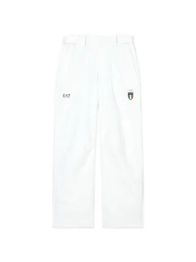 Ea7 Logo Trousers In White
