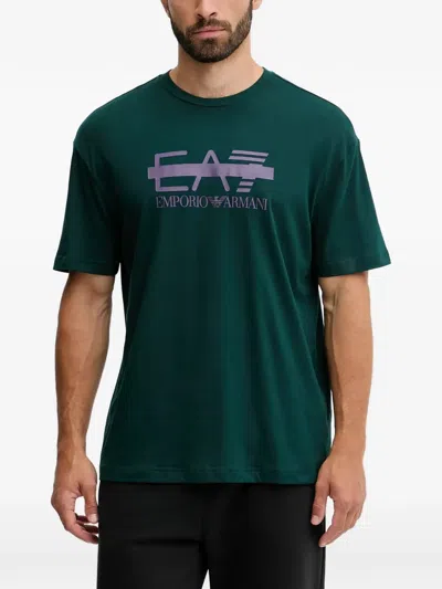Ea7 Logo T-shirt In Green