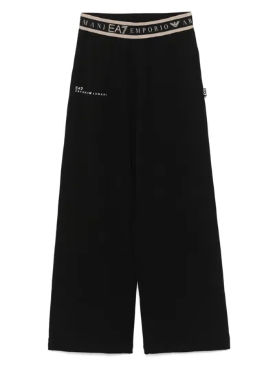 Ea7 Logo-waistband Track Pants In Black