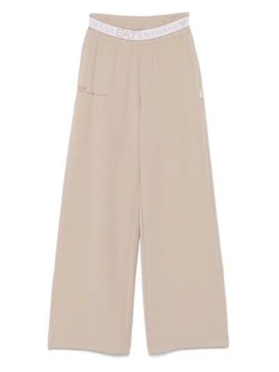 Ea7 Logo-waistband Track Pants In Cobblestone