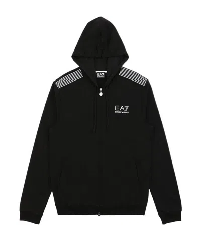 Ea7 Logo Zipper Casual Jacket In Black