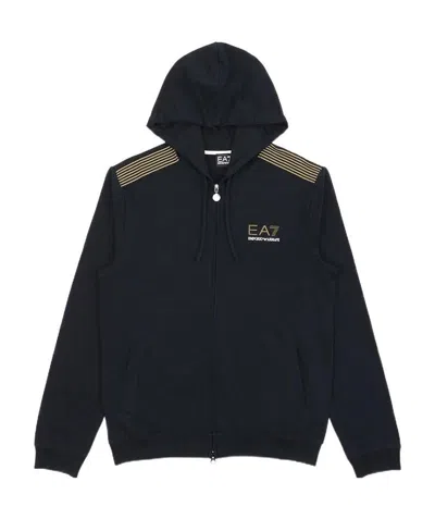 Ea7 Logo Zipper Casual Jacket In Black