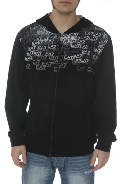 Ea7 Logo Zipper Casual Jacket In Black