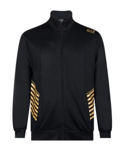 Ea7 Logo Zipper Casual Jacket In Black