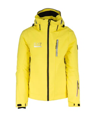 Ea7 Logo Zipper Cotton Suit In Yellow
