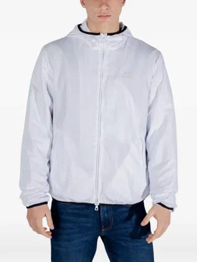 Ea7 Logo-detail Hooded Jacket In White