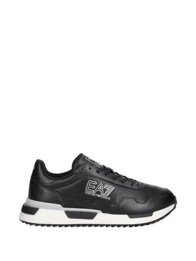 Ea7 Logo-detail Panelled Sneakers In Black