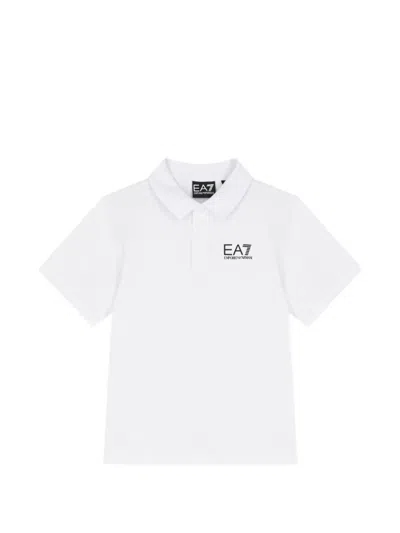 Ea7 Kids' Logo-detail Polo In White