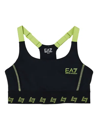 Ea7 Logo-detail Racerback Sports Bra In Black