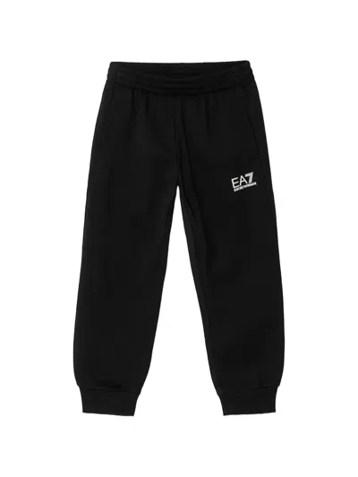 Ea7 Kids' Logo-detail Track Pants In Black