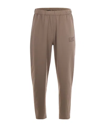 Ea7 Logo-detail Track Pants In Brown