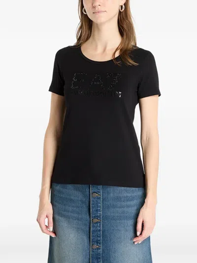 Ea7 Black Logo Round Neck T-shirt