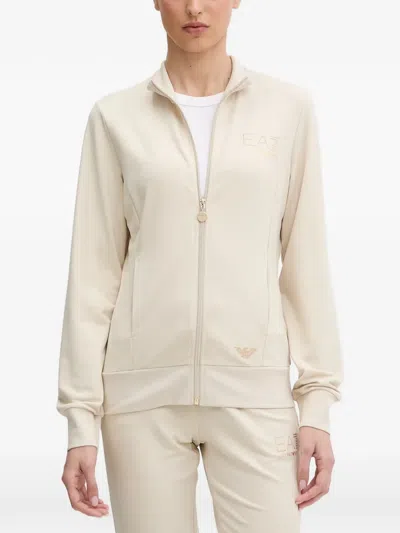 Ea7 Logo-detail Zip-up Sweatshirt In Neutral