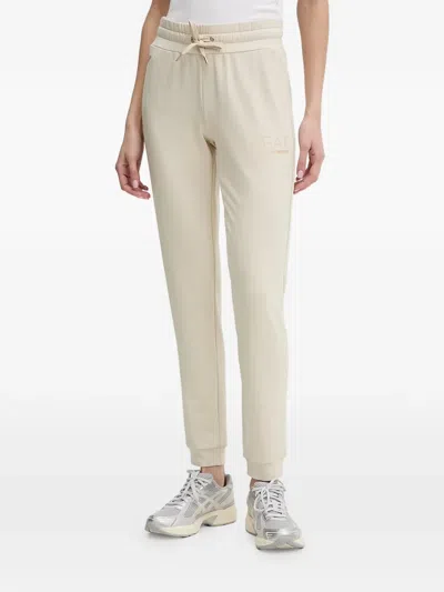 Ea7 Logo-embellished Trousers In Neutral