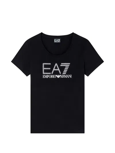 Ea7 Logo-embellished T-shirt In Black