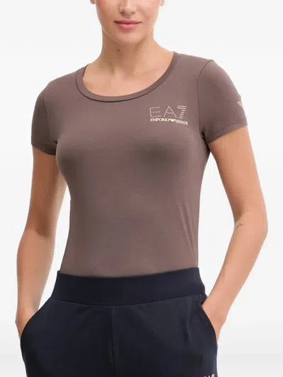 Ea7 Logo-embellishment T-shirt In Brown