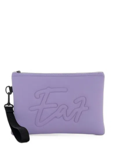 Ea7 Logo-embossed Clutch Bag In Purple