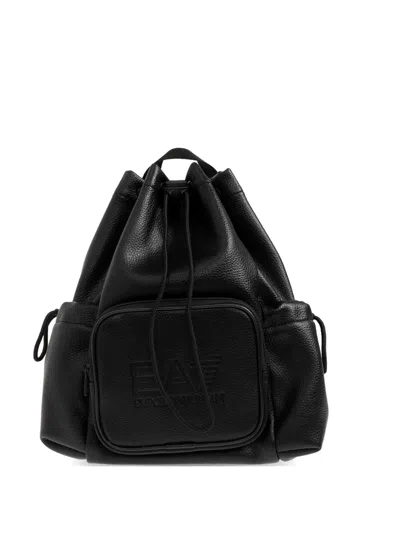 Ea7 Logo-embossed Drawstring Backpack In Black