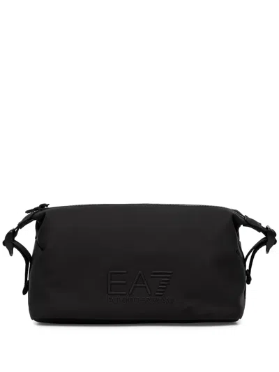 Ea7 Logo-embossed Make-up Bag In Black