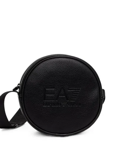 Ea7 Logo-embossed Round Cross Body Bag In Black