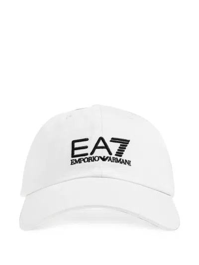 Ea7 Logo-embroidered Baseball Cap In White