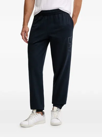 Ea7 Logo-embroidered Elasticated-waist Track Pants In Black