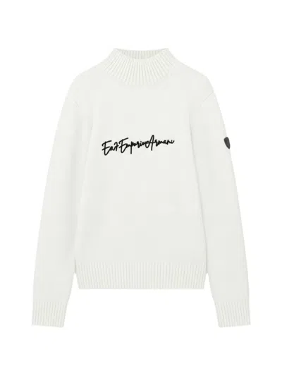 Ea7 Logo-embroidered High-neck Sweater In White