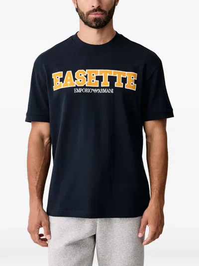 Ea7 Logo-embroidered T-shirt In Black