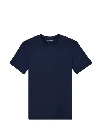 Ea7 Logo-embroidered T-shirt In Blue