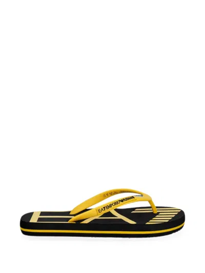Ea7 Logo-lettering Flip-flops In Yellow