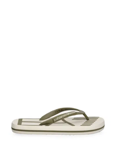 Ea7 Logo-lettering Flip-flops In Neutral