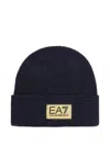 Ea7 Logo Patch Beanie In Blue
