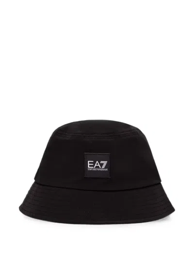 Ea7 Logo-patch Bucket Hat In Black
