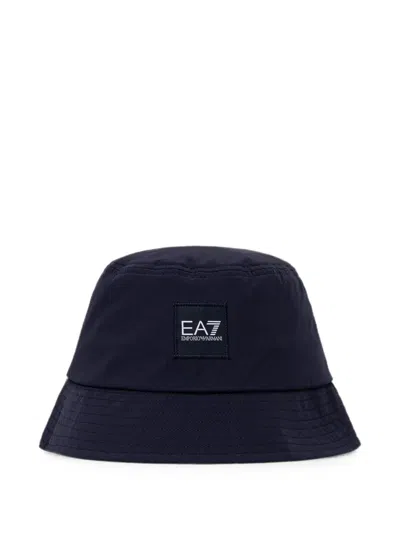 Ea7 Logo-patch Bucket Hat In Metallic