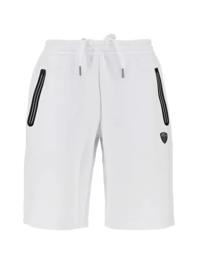 Ea7 Logo-patch Drawstring Shorts In White