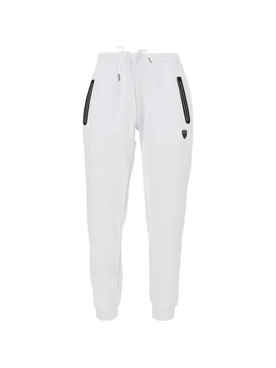 Ea7 Logo-patch Drawstring Track Pants In White